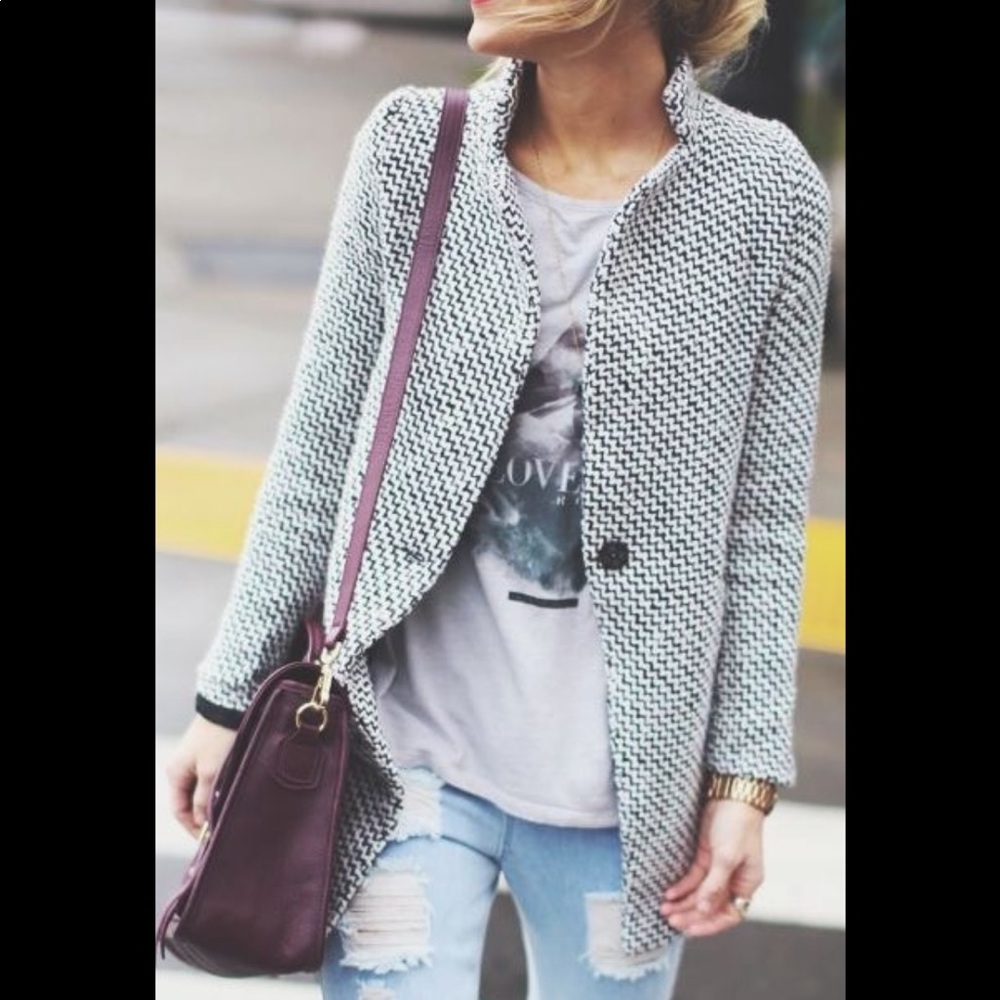 Black and White  Pea Coat